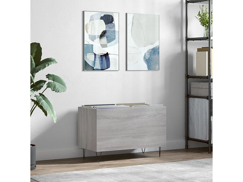 Mueble para discos Sonoma gris 74,5x38x48 cm de madera contrachapada