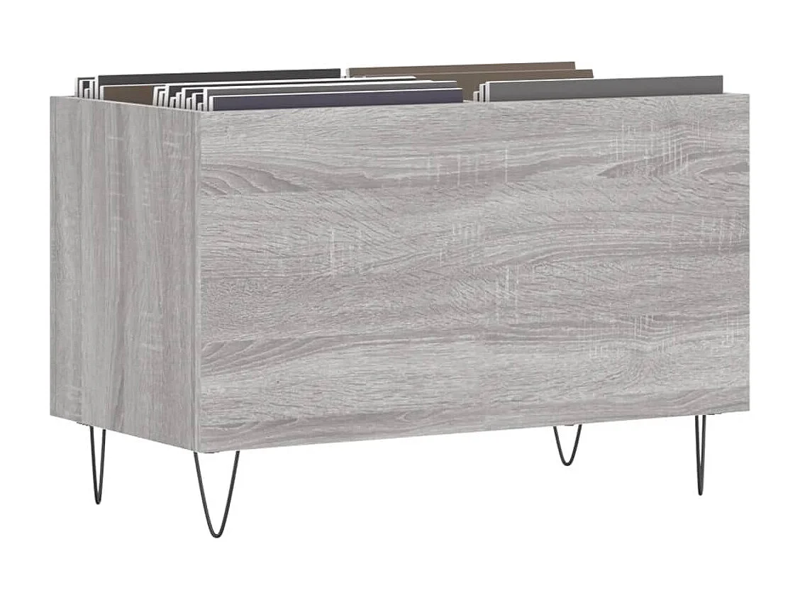 Mueble para discos Sonoma gris 74,5x38x48 cm de madera contrachapada