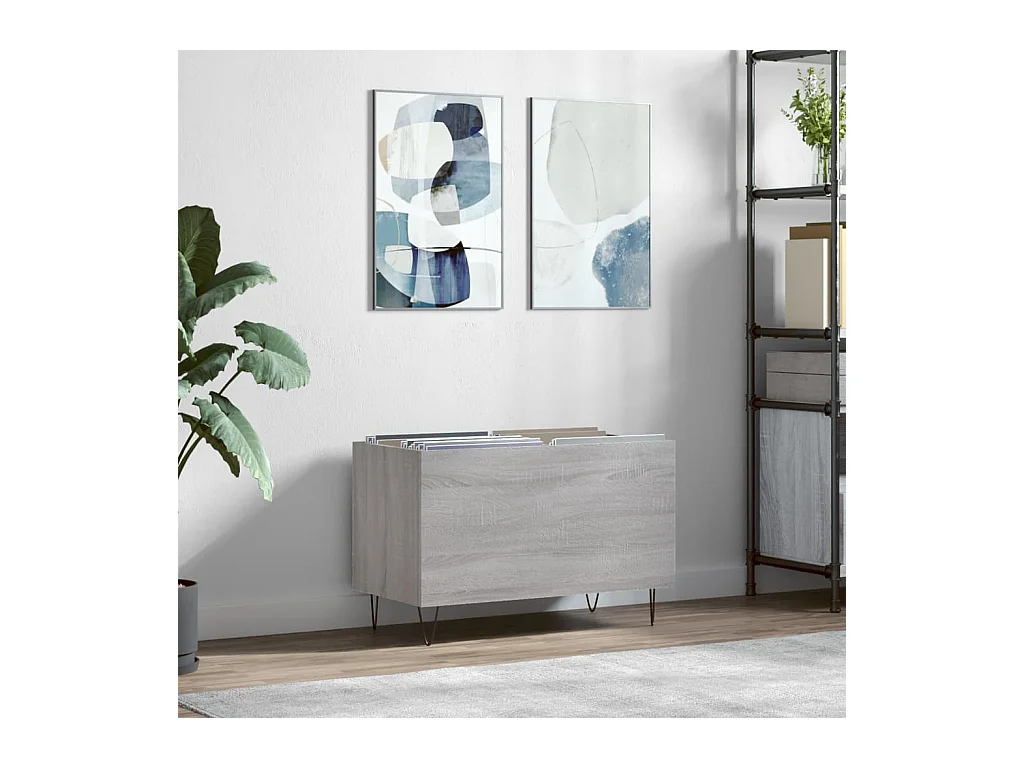 Mobile per dischi Sonoma grigio 74,5x38x48 cm in MDF