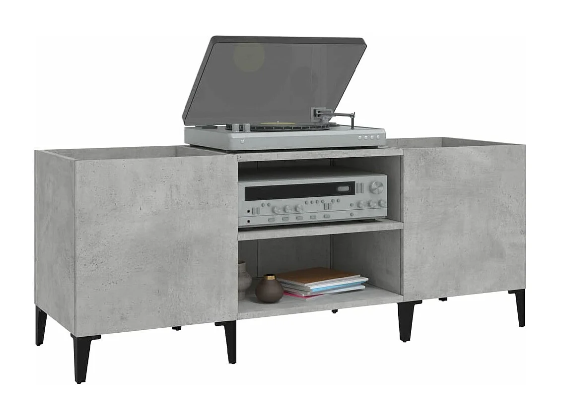 Armoire à disques gris béton 121x38x48 cm bois d'ingénierie