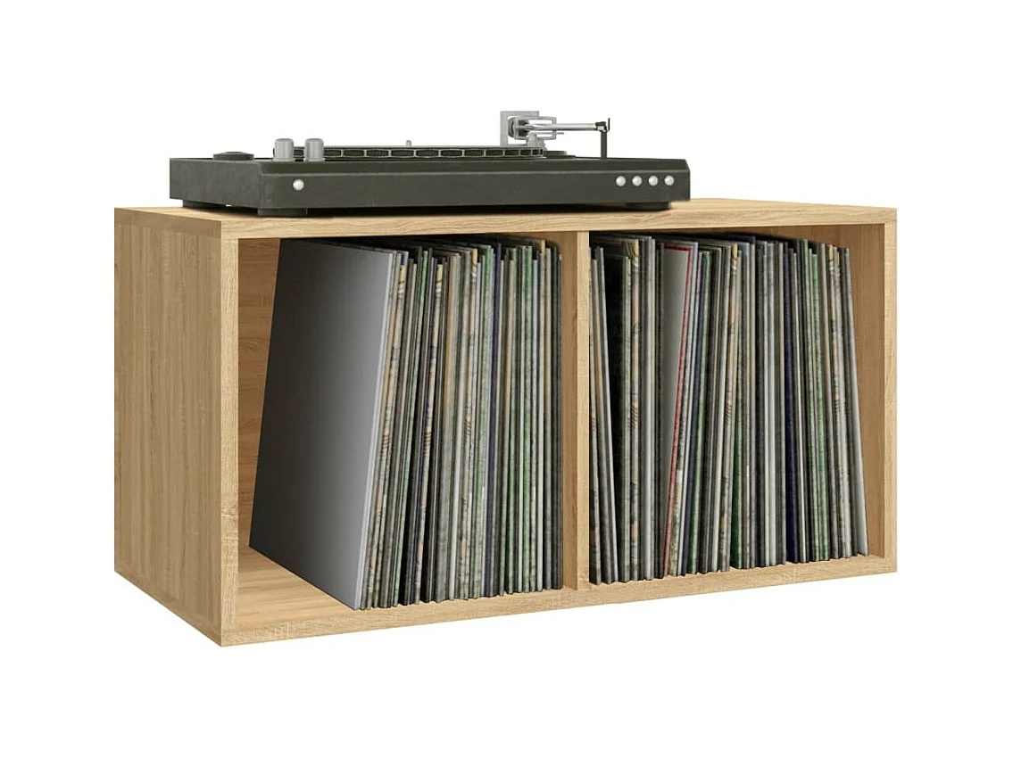 Boîte de rangement de vinyles Chêne sonoma 71x34x36 cm