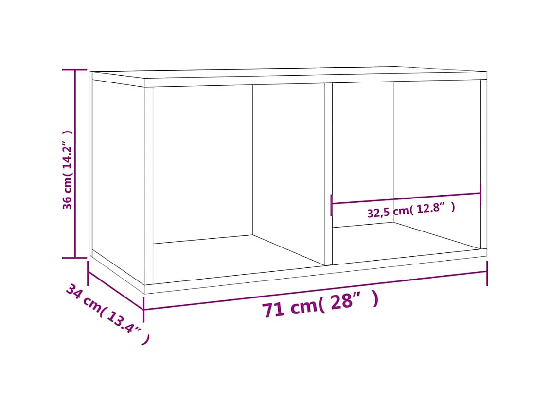 Boîte de rangement de vinyles Chêne sonoma 71x34x36 cm