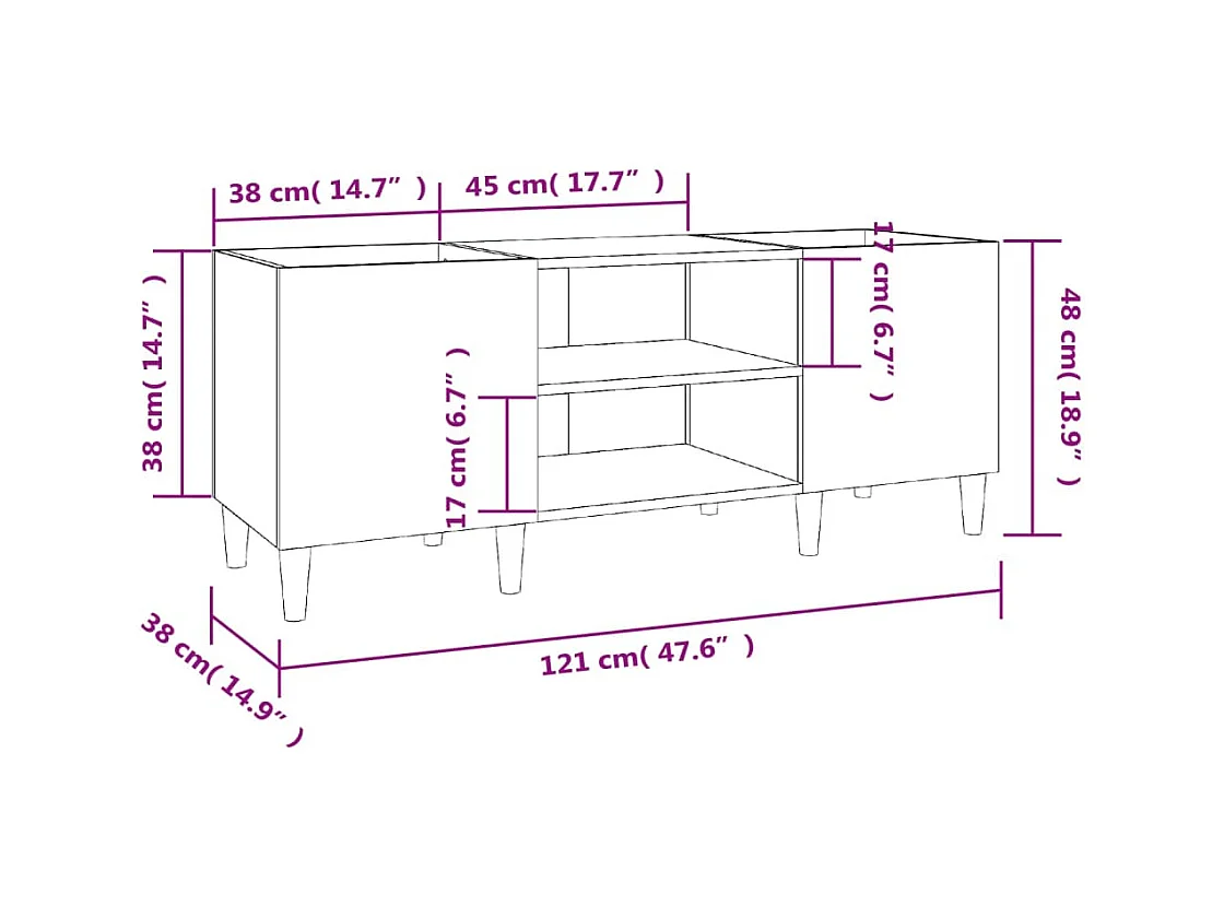 Armoire à disques noir 121x38x48 cm bois d'ingénierie