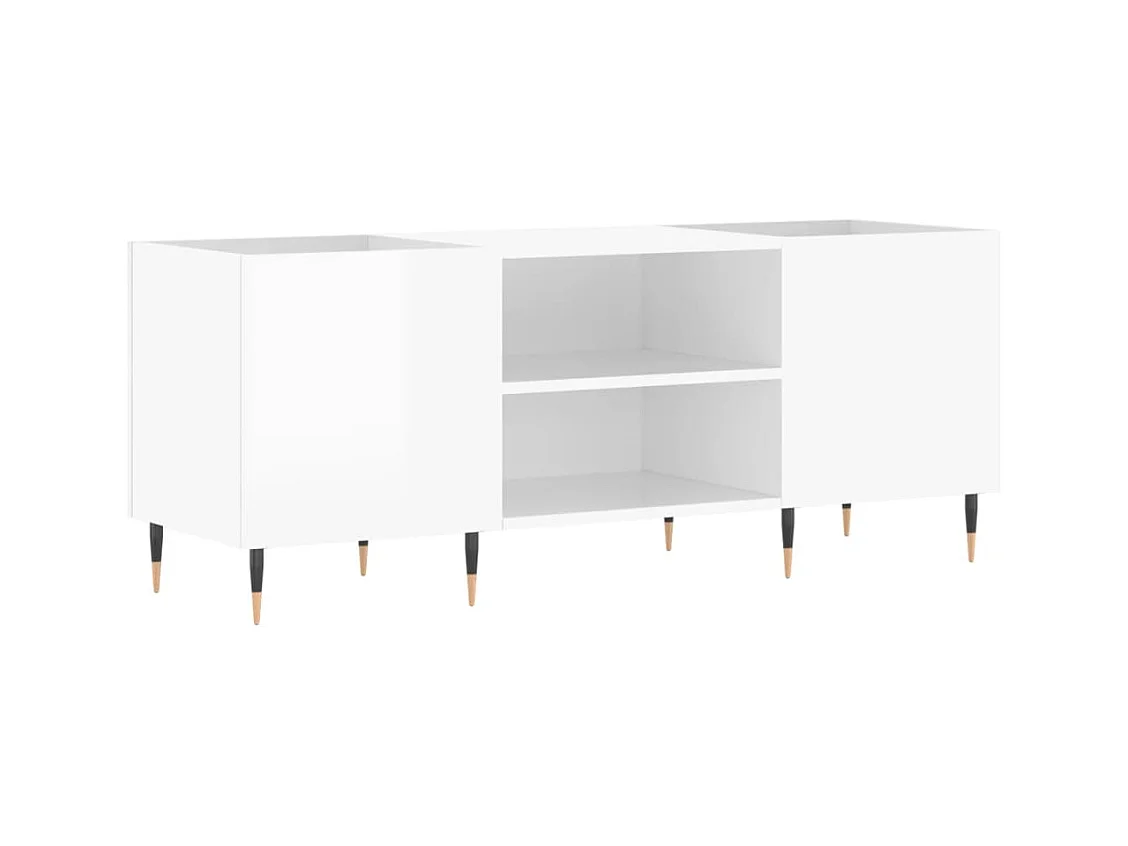 Armário de discos branco brilhante 121x38x48 cm madeira projetada