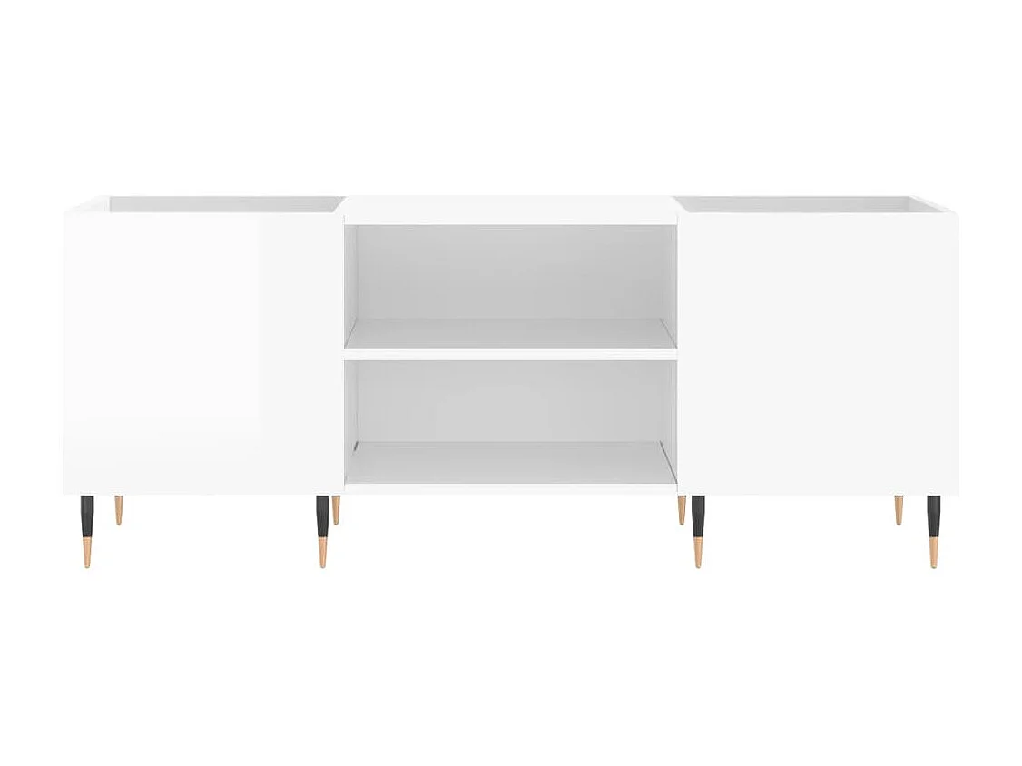 Armário de discos branco brilhante 121x38x48 cm madeira projetada