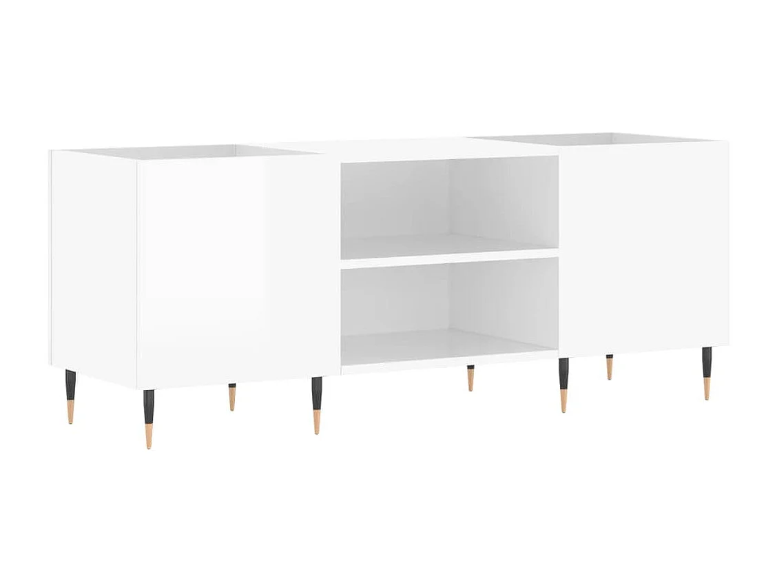 Armoire à disques blanc brillant 121x38x48 cm bois d'ingénierie
