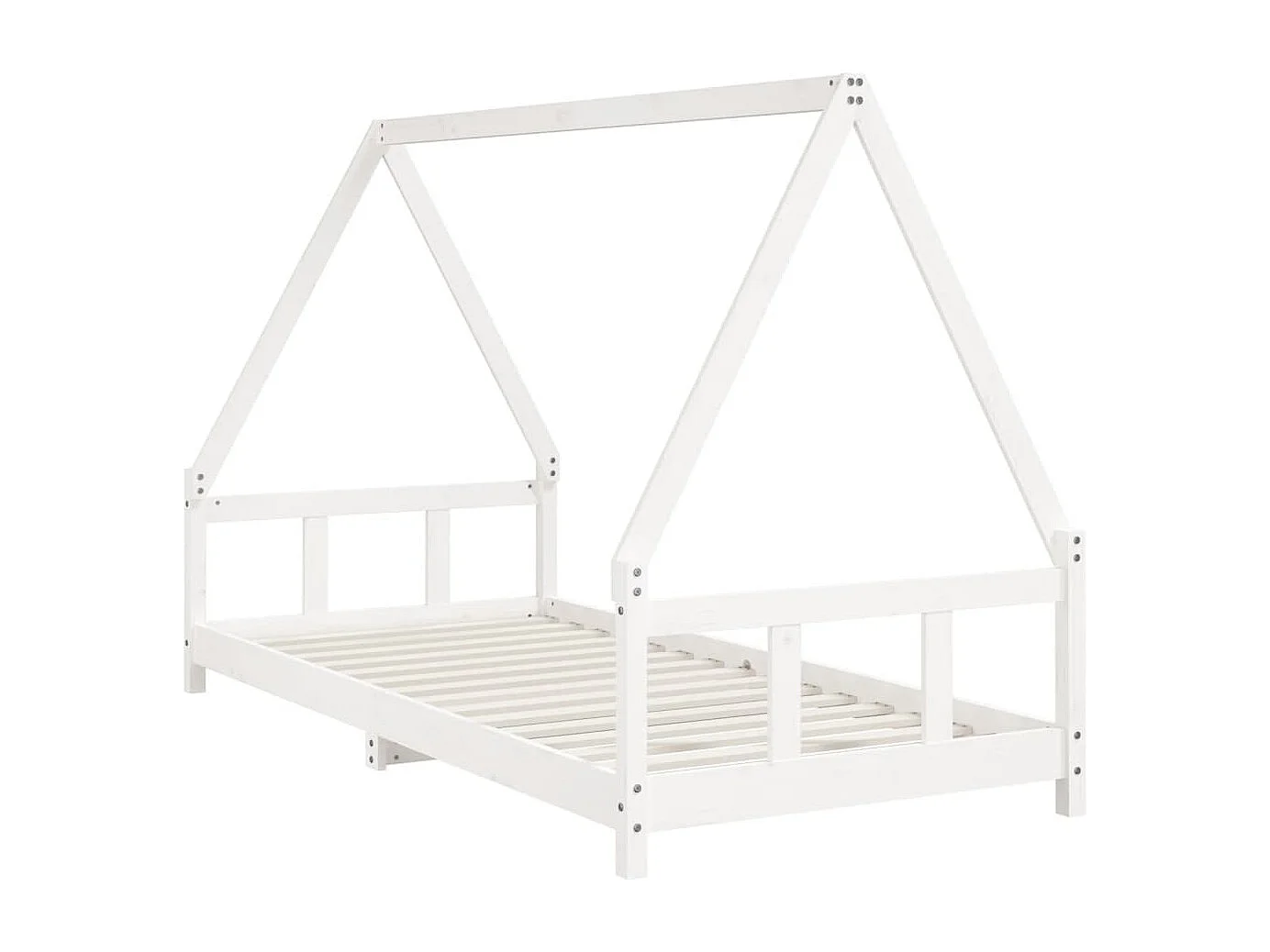 Estructura de cama infantil blanca de madera maciza de pino 90x200 cm