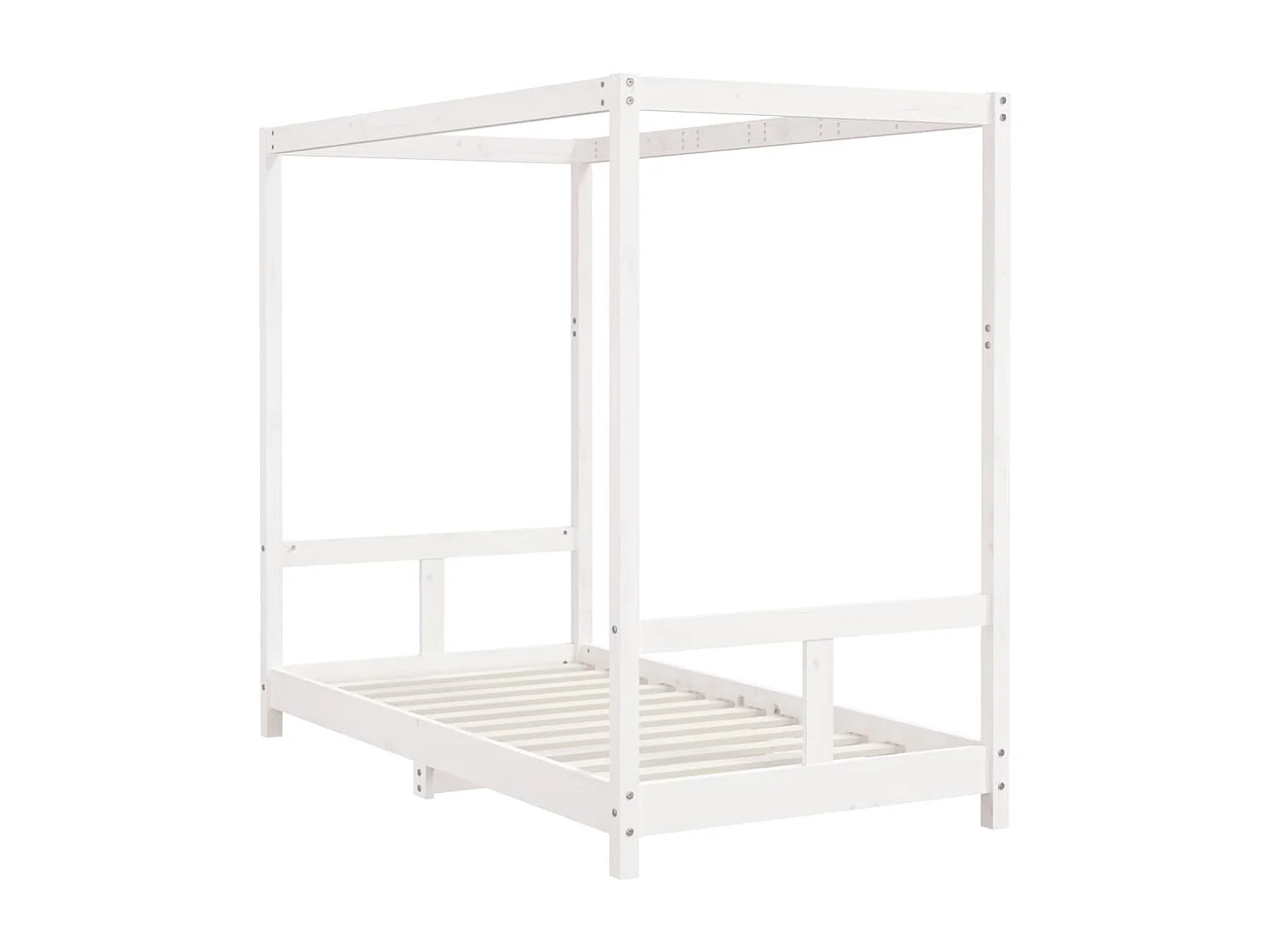 Estructura de cama infantil blanca de madera maciza de pino 80x160 cm