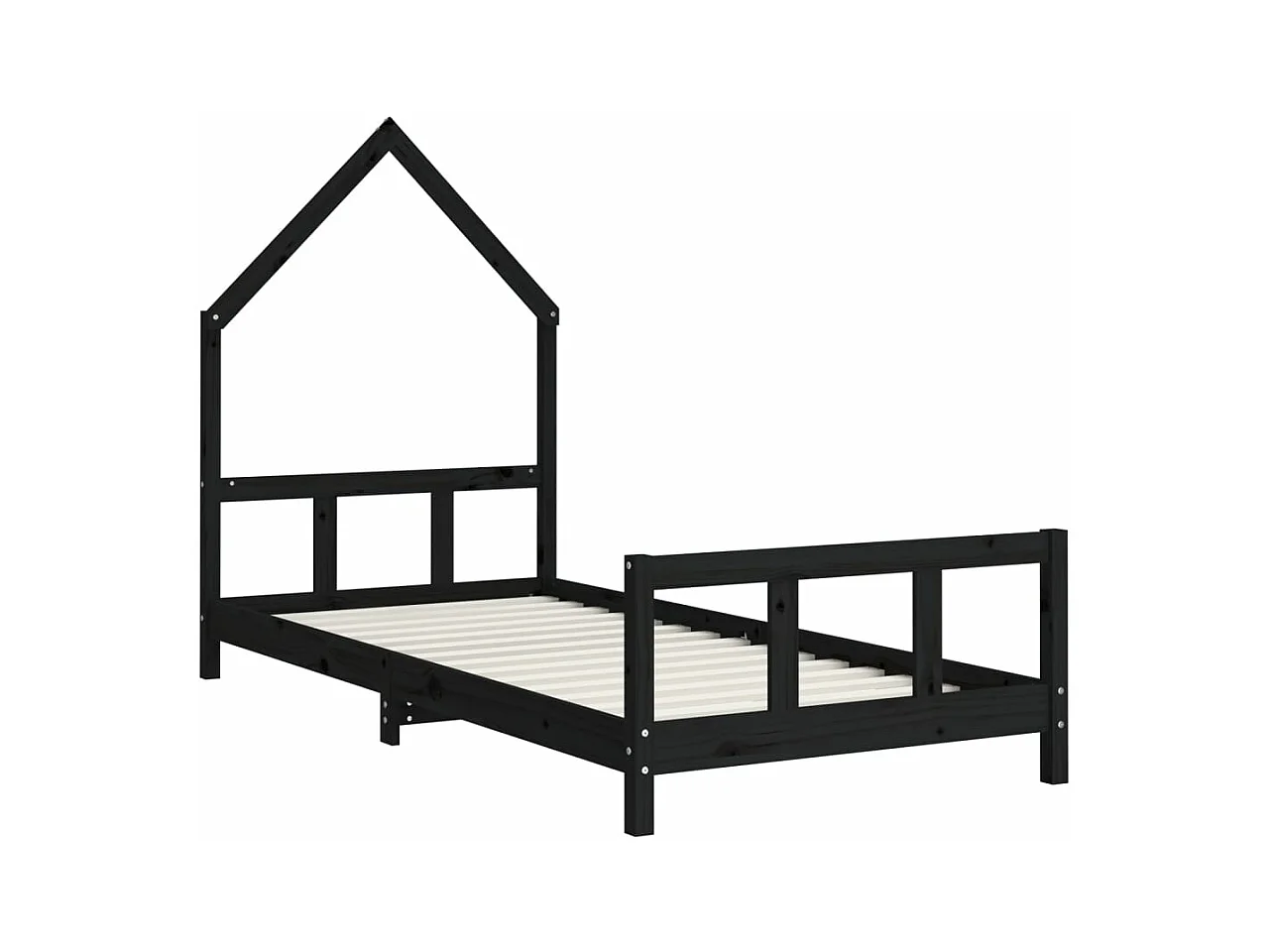 Cadre de lit pour enfants noir 90x190 cm bois de pin massif