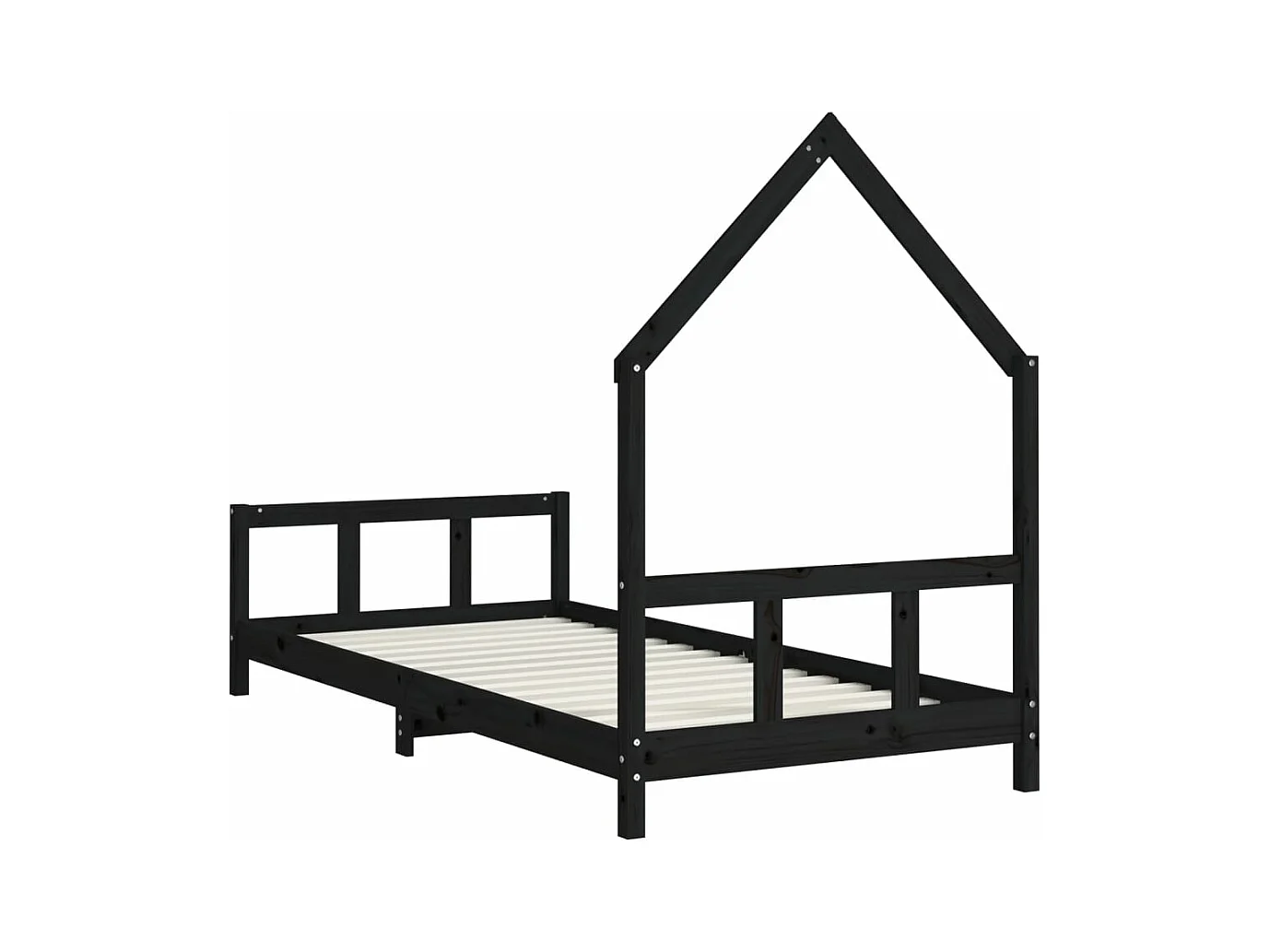 Cadre de lit pour enfants noir 90x190 cm bois de pin massif