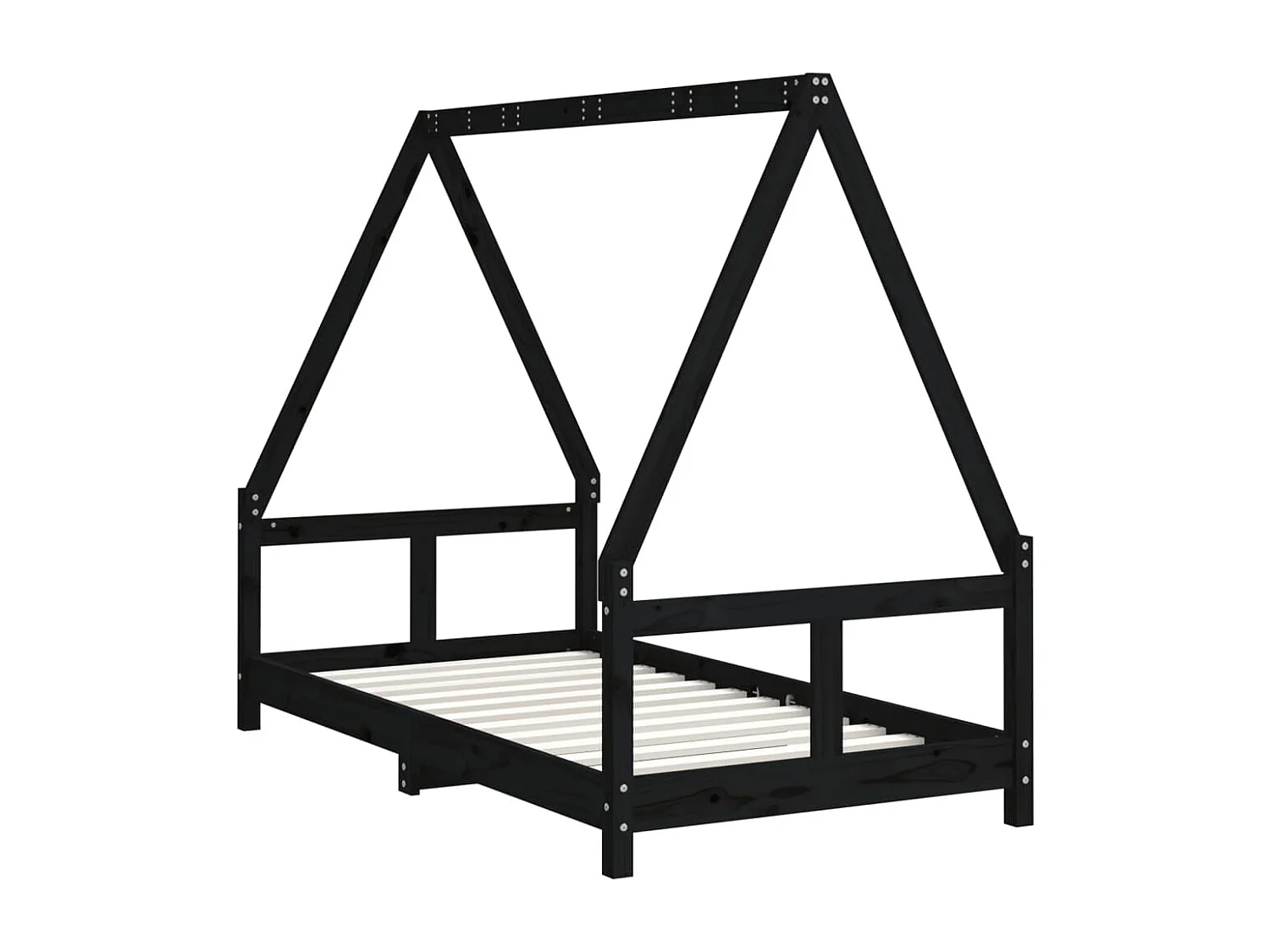 Cadre de lit pour enfant noir 80x160 cm bois de pin massif