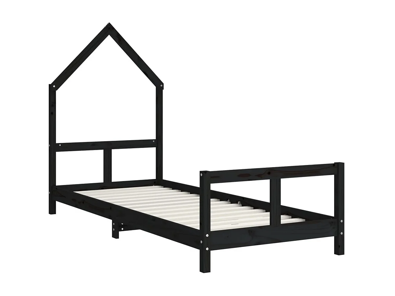 Struttura letto per bambini nera 80x200 cm in legno di pino massiccio
