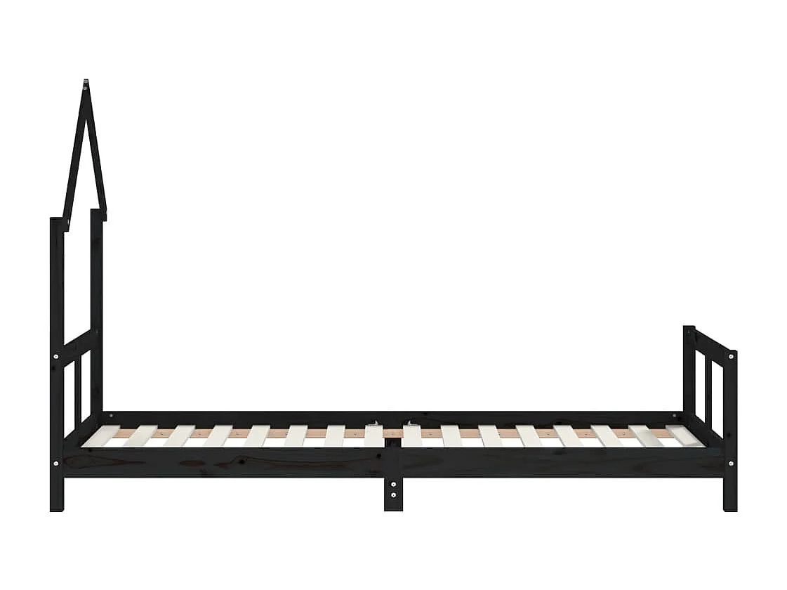 Struttura letto per bambini nera 80x200 cm in legno di pino massiccio