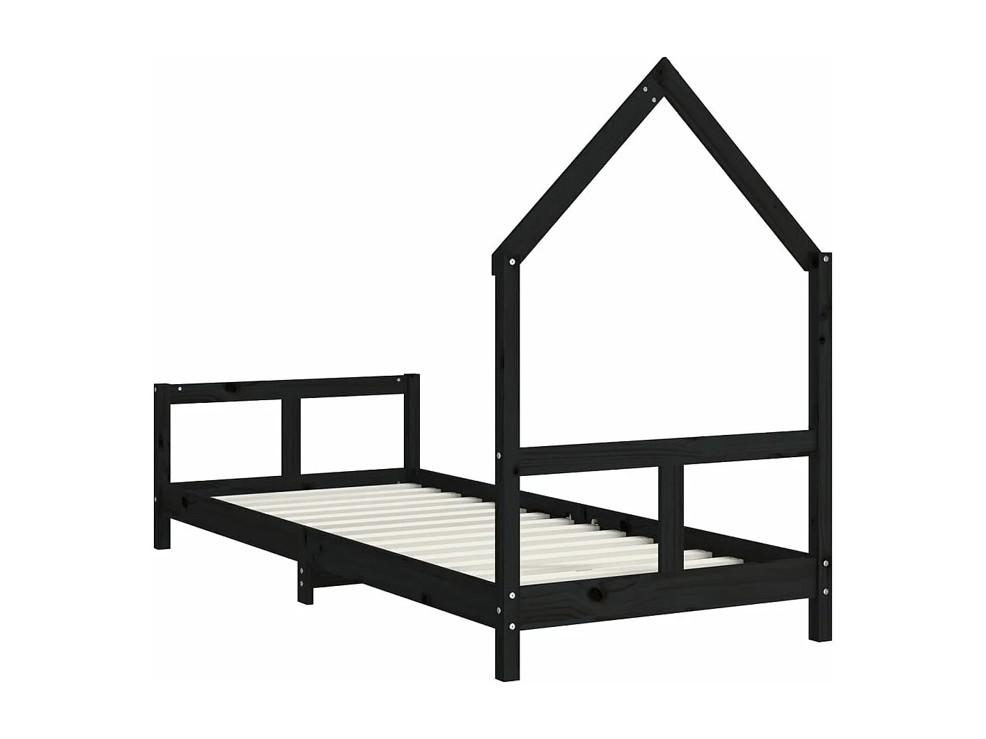 Struttura letto per bambini nera 80x200 cm in legno di pino massiccio