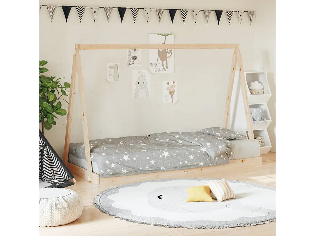 Estrutura de cama infantil 90x200 cm em madeira maciça de pinho