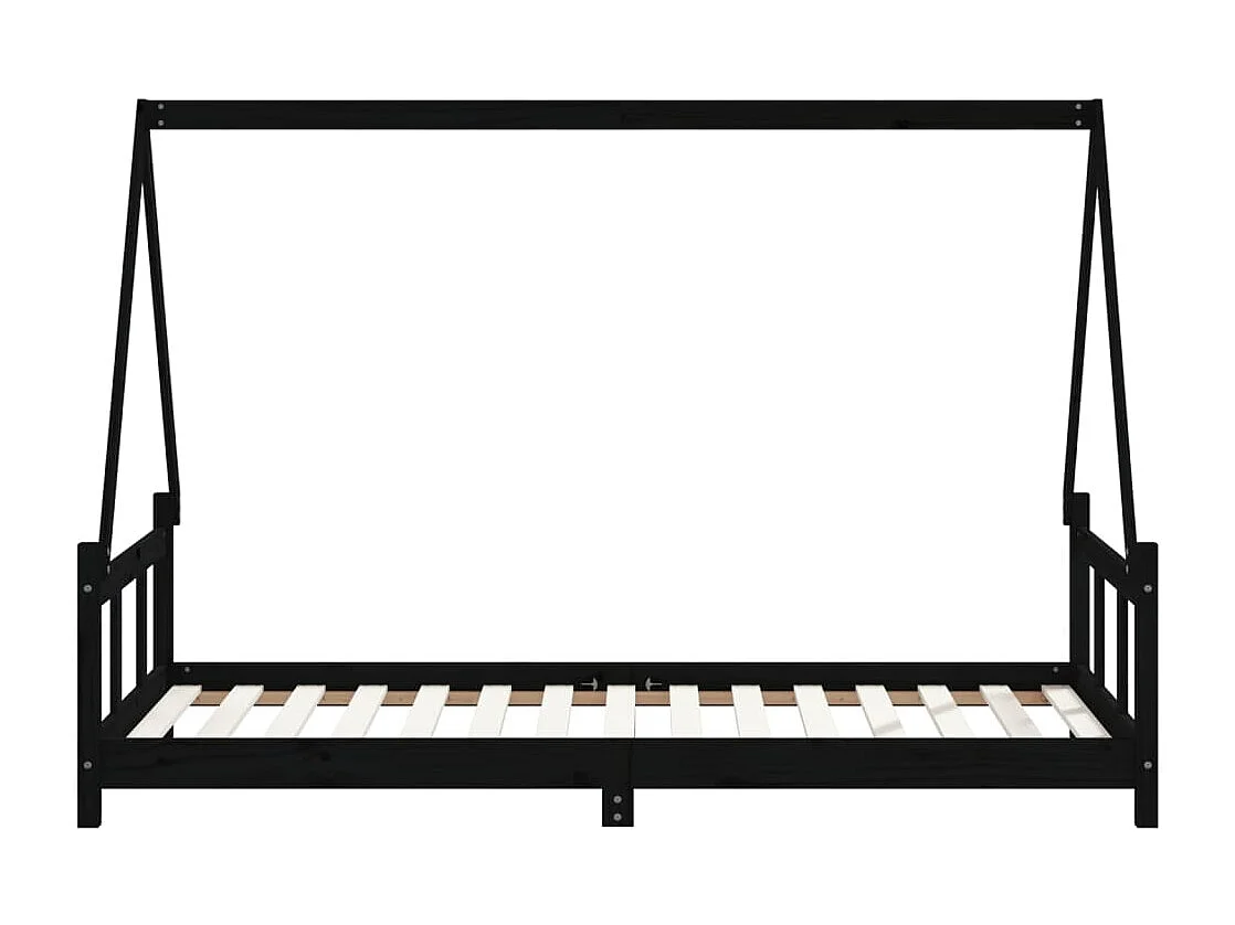 Cadre de lit pour enfants noir 90x190 cm bois de pin massif