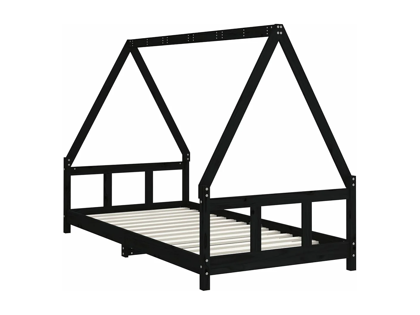 Cadre de lit pour enfants noir 90x190 cm bois de pin massif