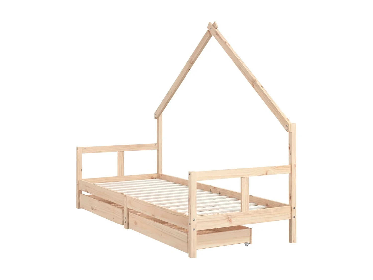 Grijs kinderbedframe 80x200 cm massief grenenhout