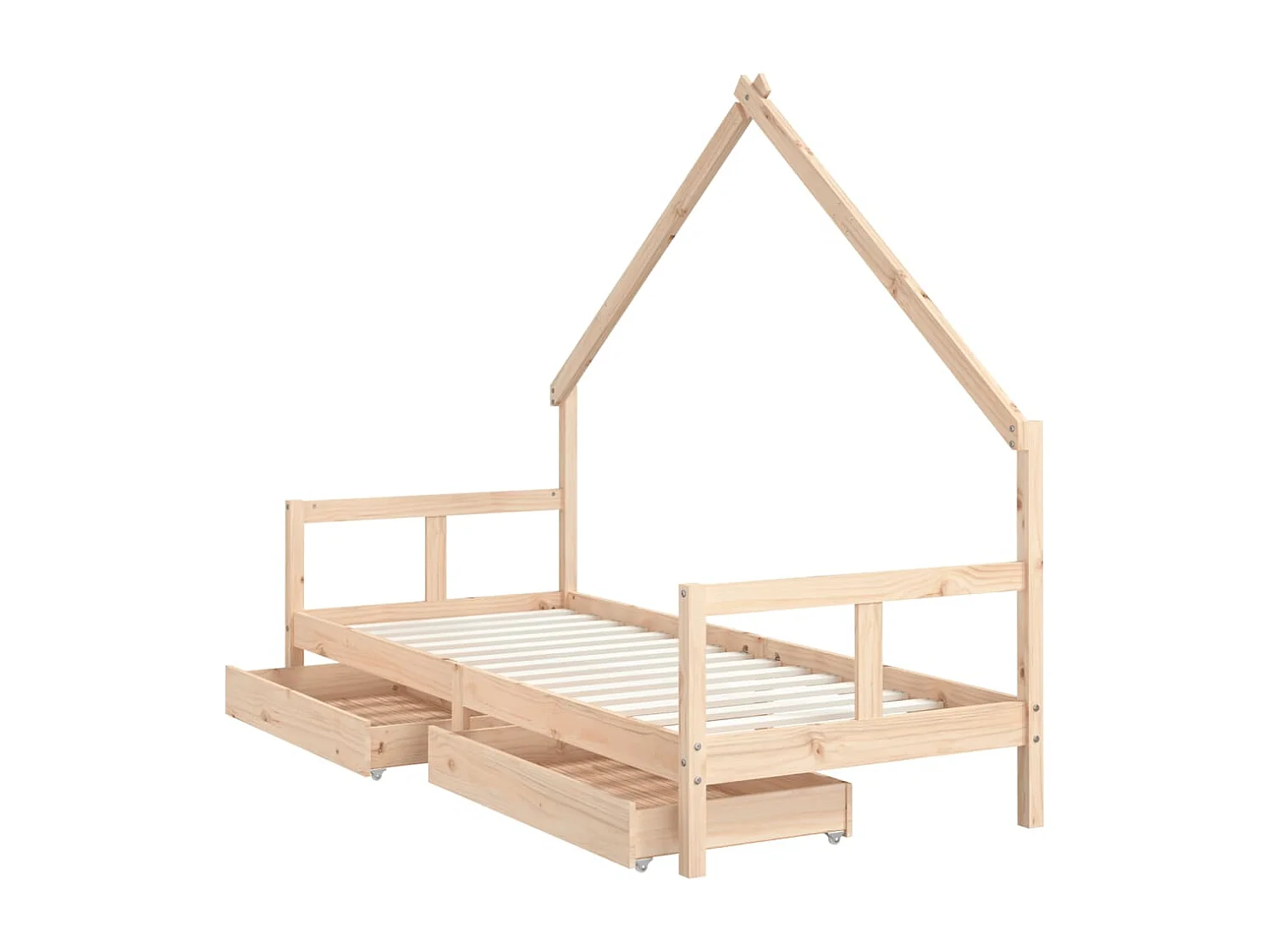 Struttura letto per bambini grigia 80x200 cm in legno di pino massiccio