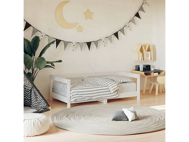 Wit kinderbedframe 70x140 cm massief grenenhout