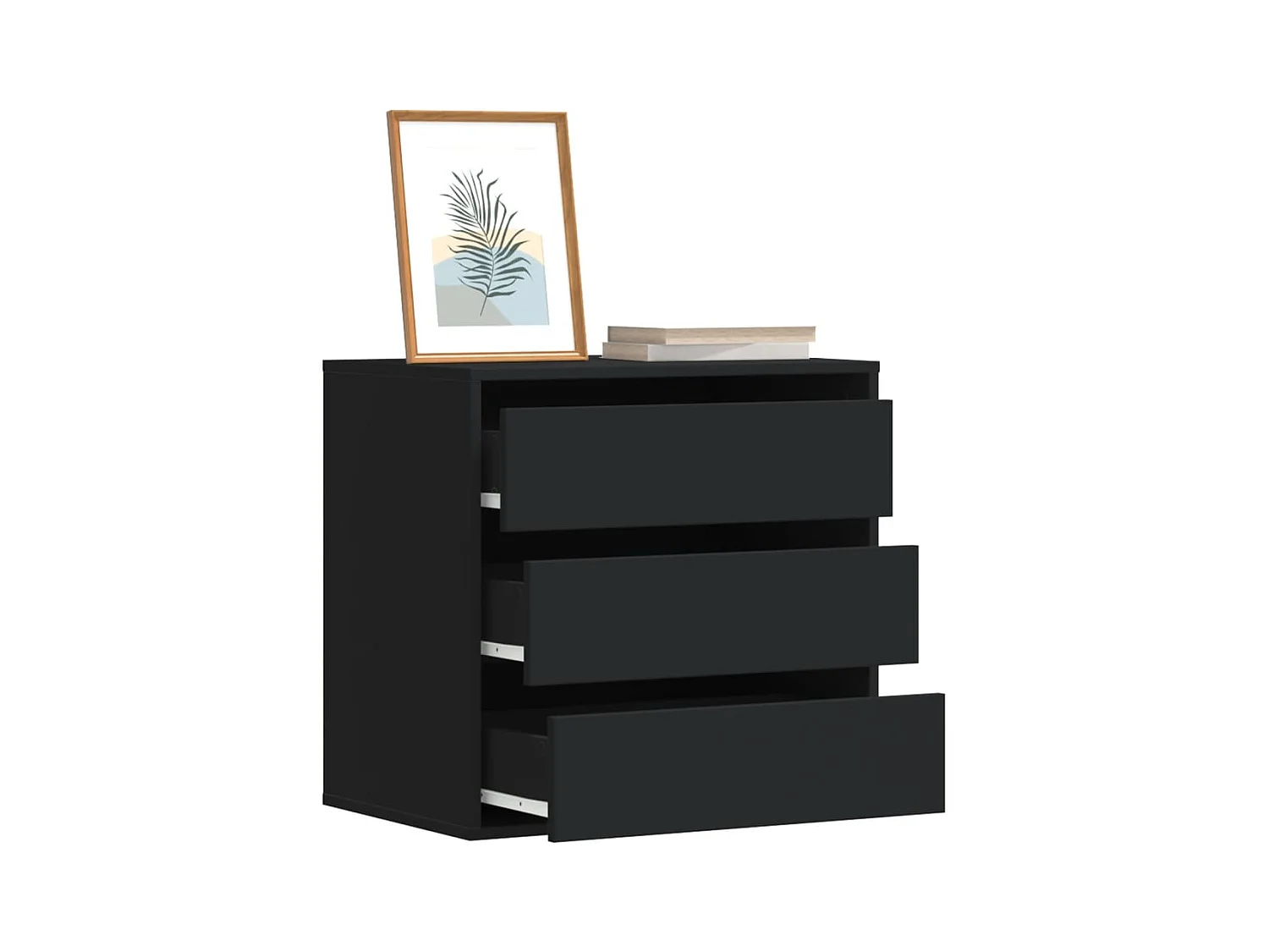 Commode d'angle noir 60x41x58 cm bois d'ingénierie