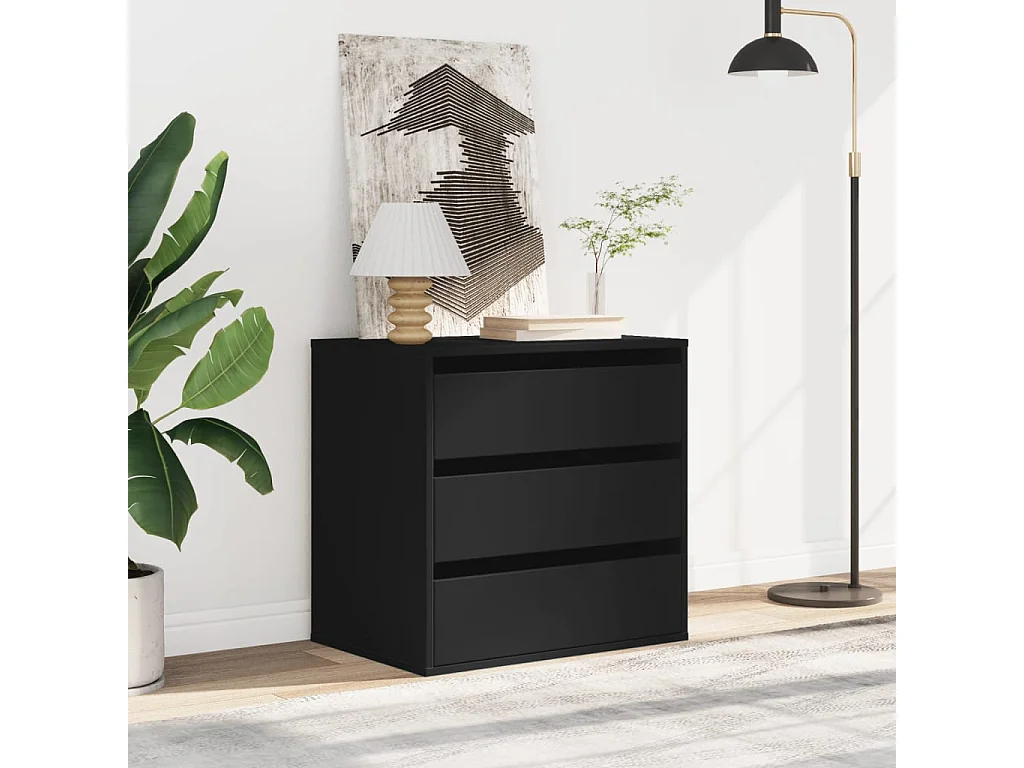 Cassettiera angolare nera 60x41x58 cm in derivati del legno