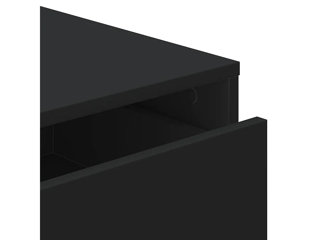 Cassettiera angolare nera 60x41x58 cm in derivati del legno