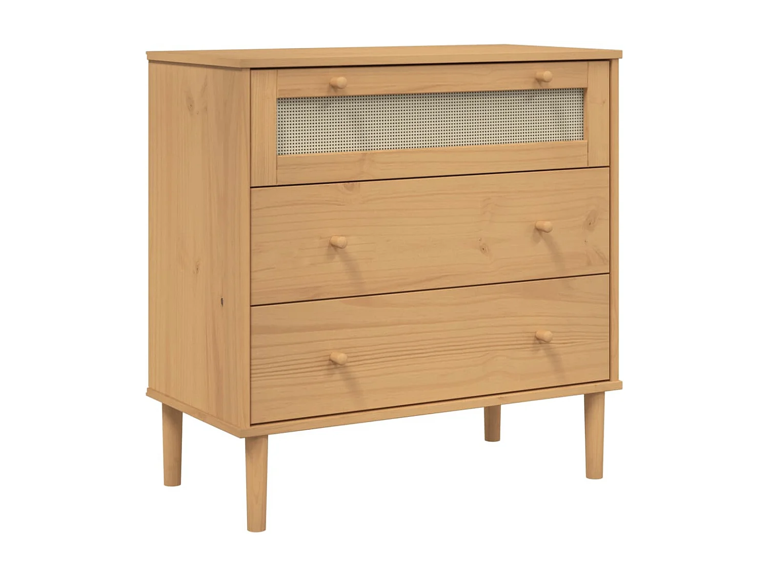 Commode SENJA aspect de rotin marron bois de pin solide