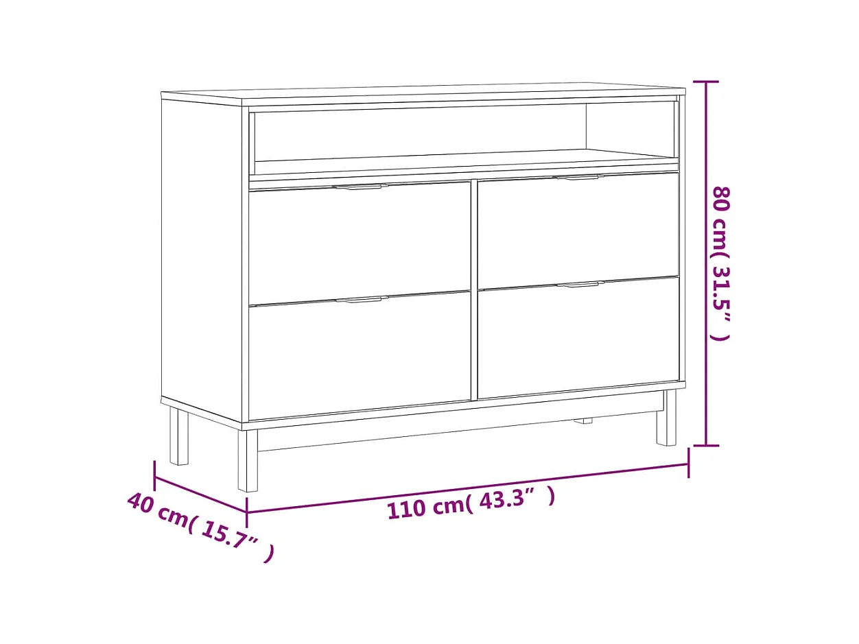 Commode FLAM 110x40x80 cm bois de pin massif