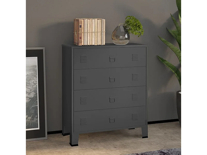 Cajonera industrial Antracita 78x40x93 cm Metal