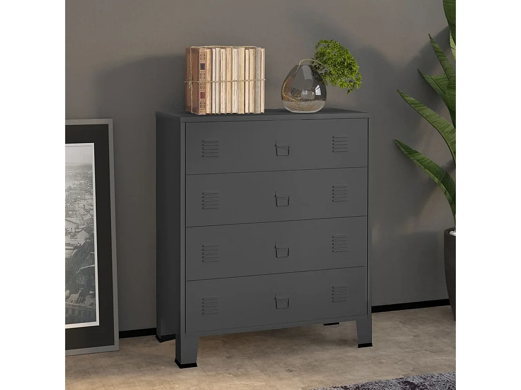 Industrieller Schubladenschrank Anthrazit 78x40x93 cm Metall