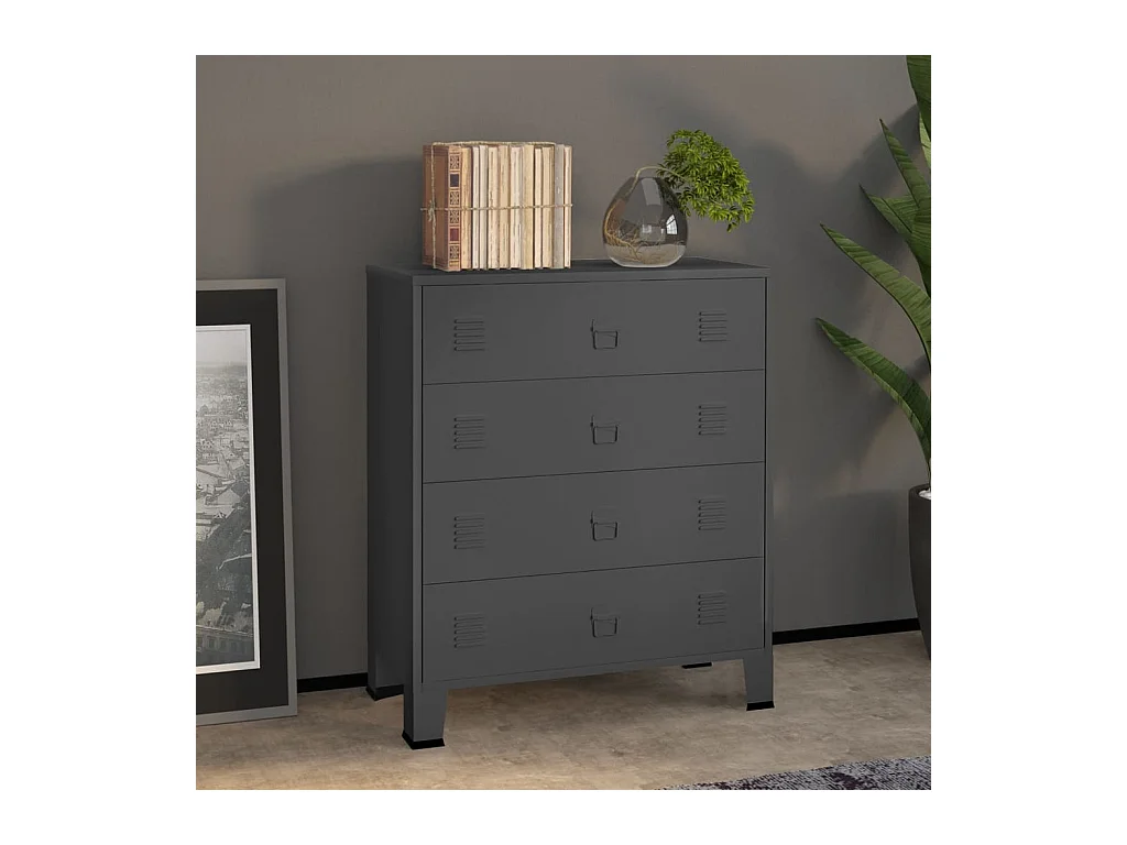 Armoire à tiroirs industrielle Anthracite 78x40x93 cm Métal