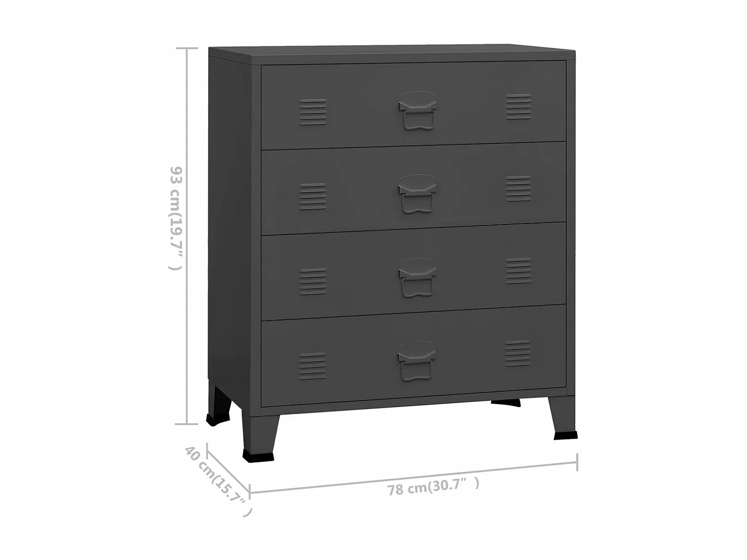 Armoire à tiroirs industrielle Anthracite 78x40x93 cm Métal
