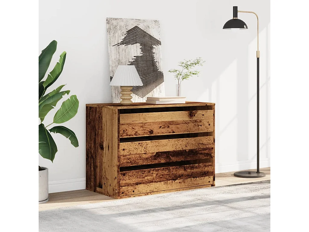 Commode d'angle vieux bois 80x41x58 cm bois d'ingénierie