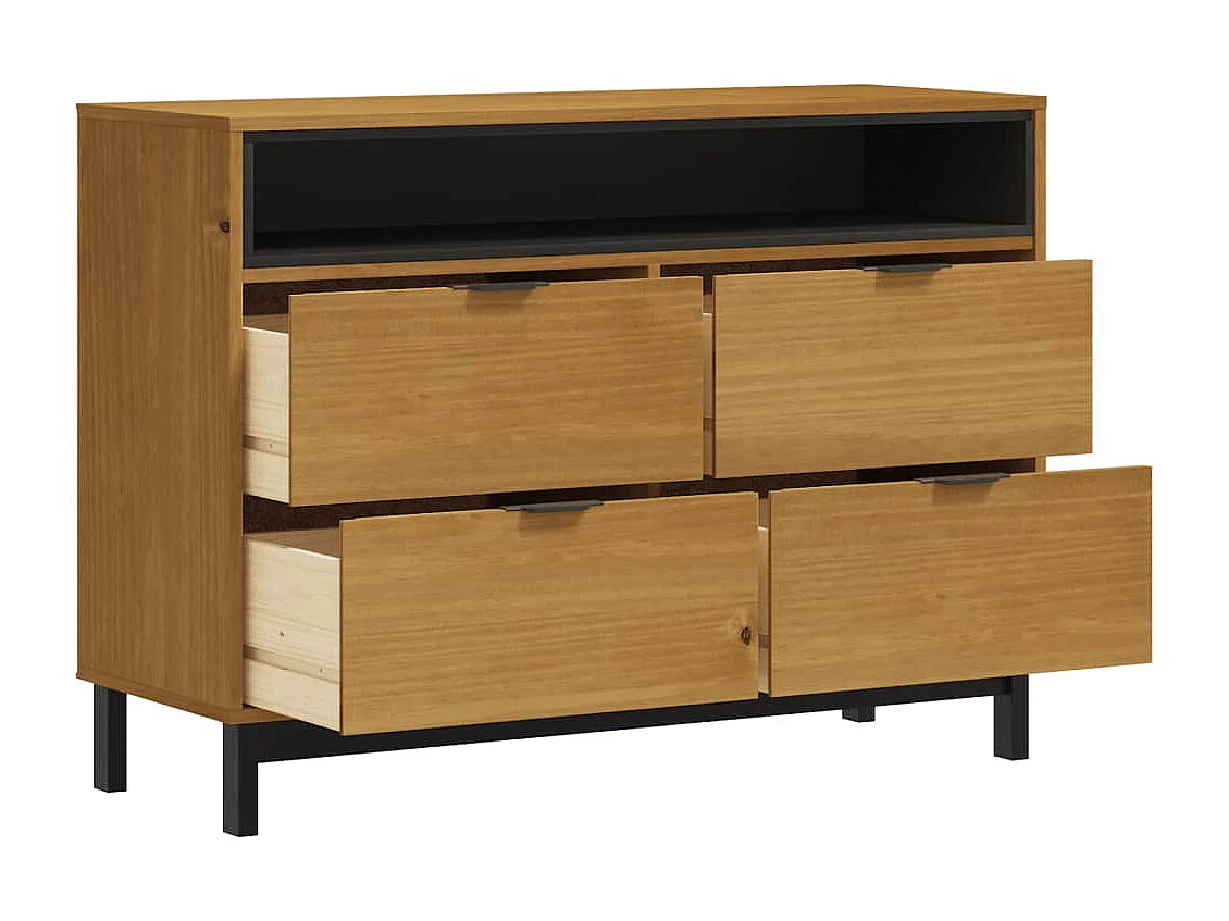 Cassettiera FLAM 110x40x80 cm in legno massello di pino