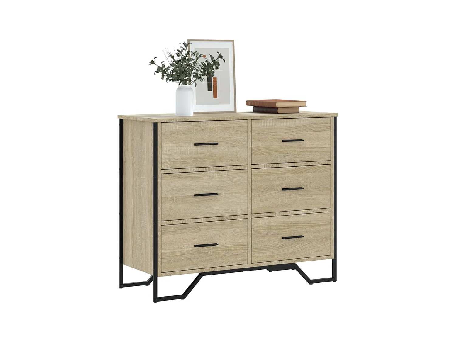 Kommode aus Sonoma-Eiche, 91 x 35,5 x 74,5 cm, Holzwerkstoff