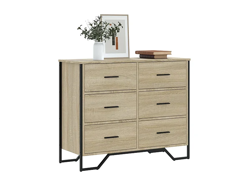 Cassettiera in rovere Sonoma 91x35,5x74,5 cm in derivati del legno