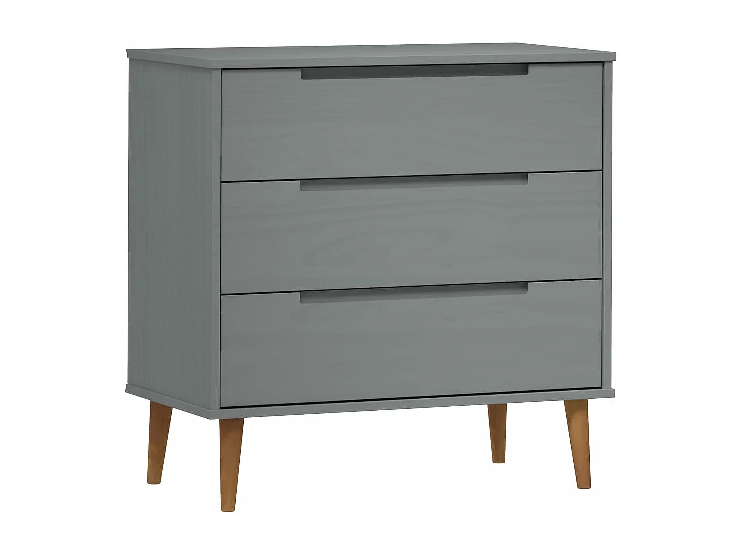 Cômoda MOLDE cinza 80x40x80 cm Madeira maciça de pinho