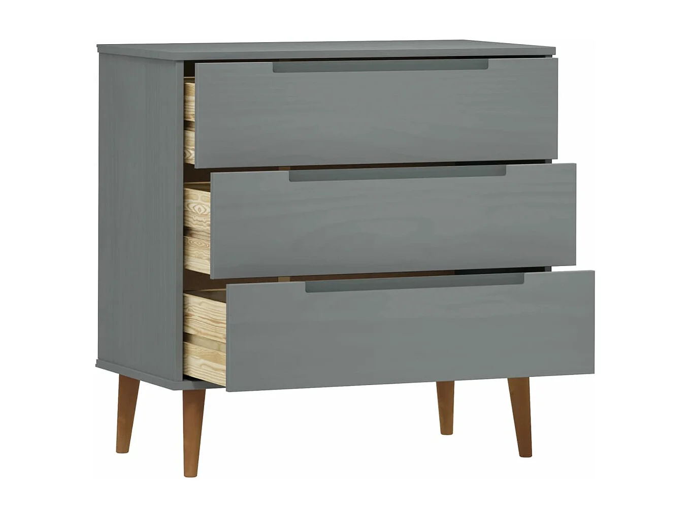 Cômoda MOLDE cinza 80x40x80 cm Madeira maciça de pinho