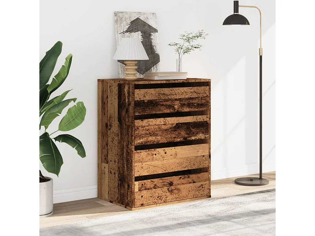 Cassettiera angolare in legno vecchio 60x41x76 cm in derivati del legno