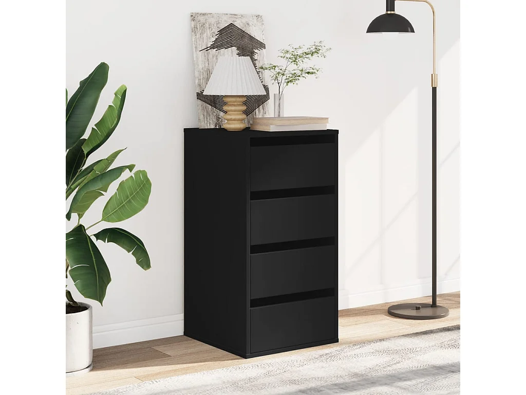 Cassettiera angolare nera 40x41x76 cm in derivati del legno