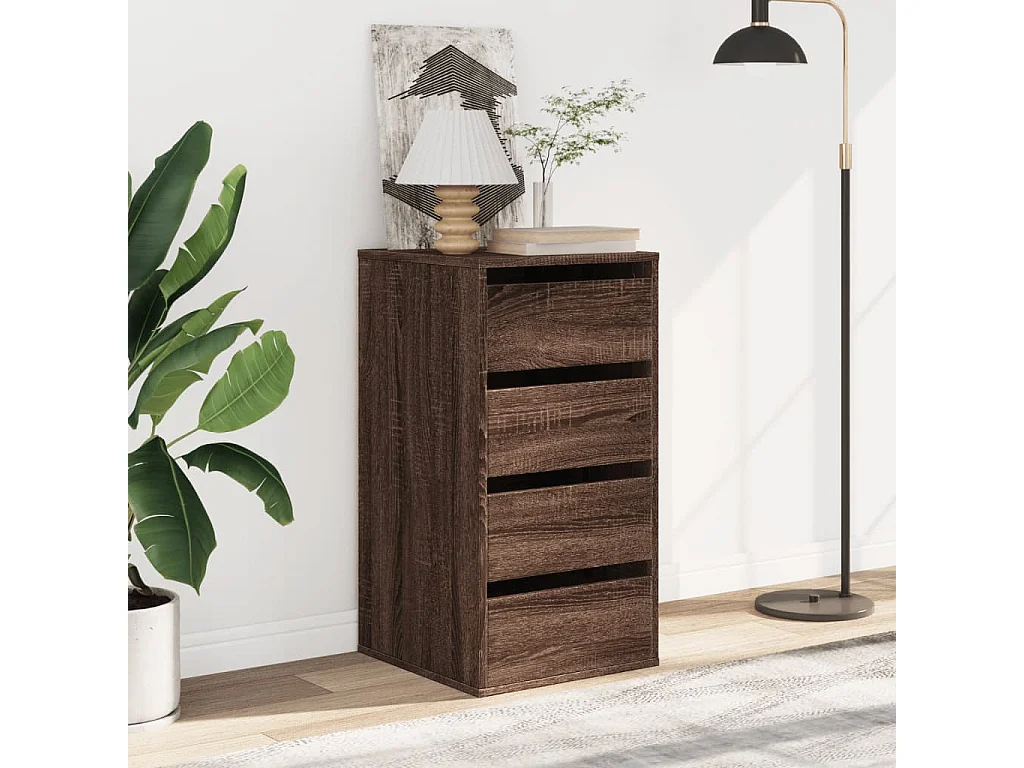 Cassettiera angolare in rovere marrone 40x41x76 cm in derivati del legno