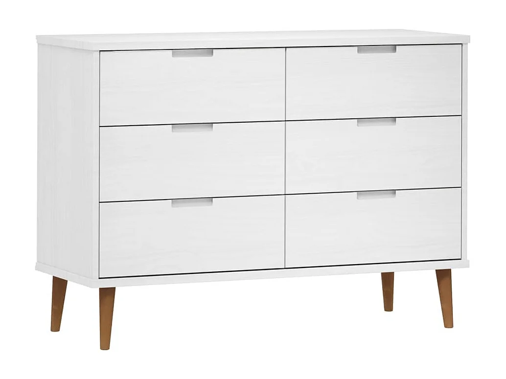 Commode MOLDE Blanc 113x40x80 cm Bois de pin massif