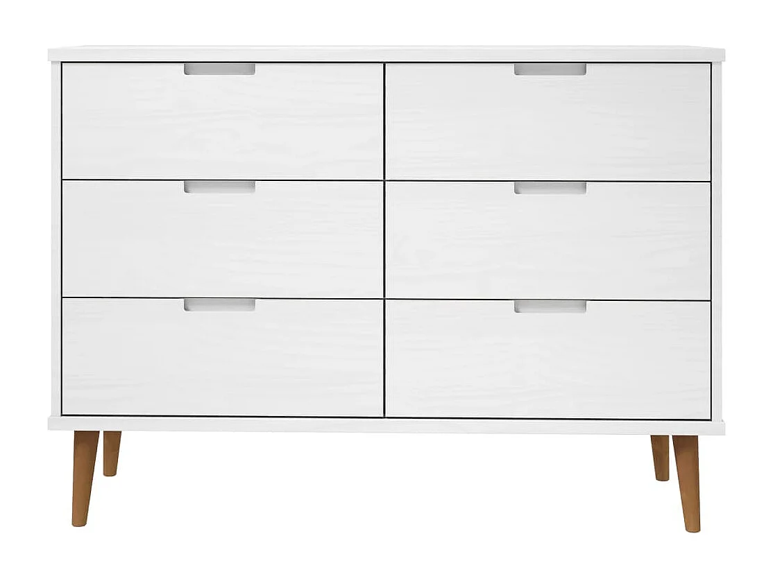 Commode MOLDE Blanc 113x40x80 cm Bois de pin massif