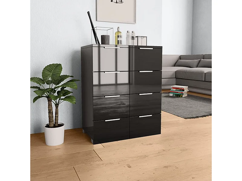 Dressoir Glanzend zwart 60x35x80 cm Bewerkt hout