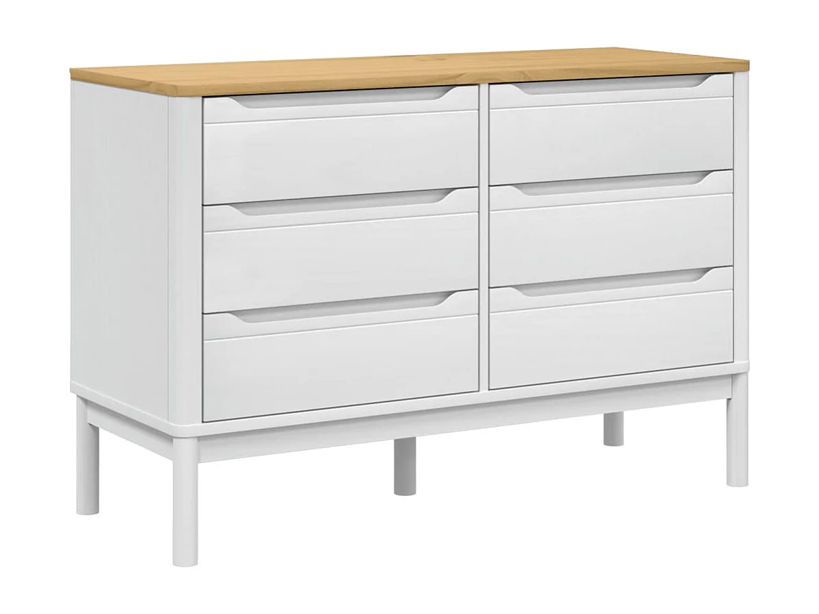 Cassettiera FLORO in legno massello di pino bianco