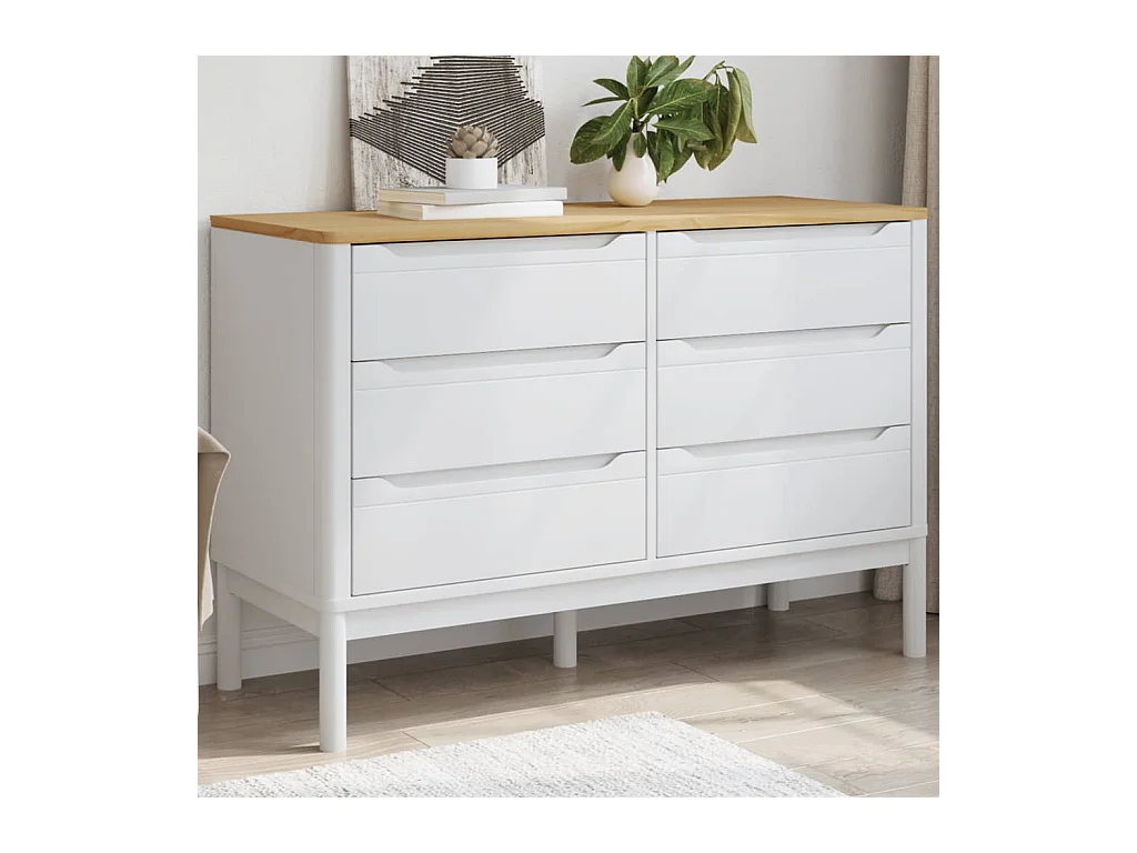 Commode FLORO blanc bois de pin massif