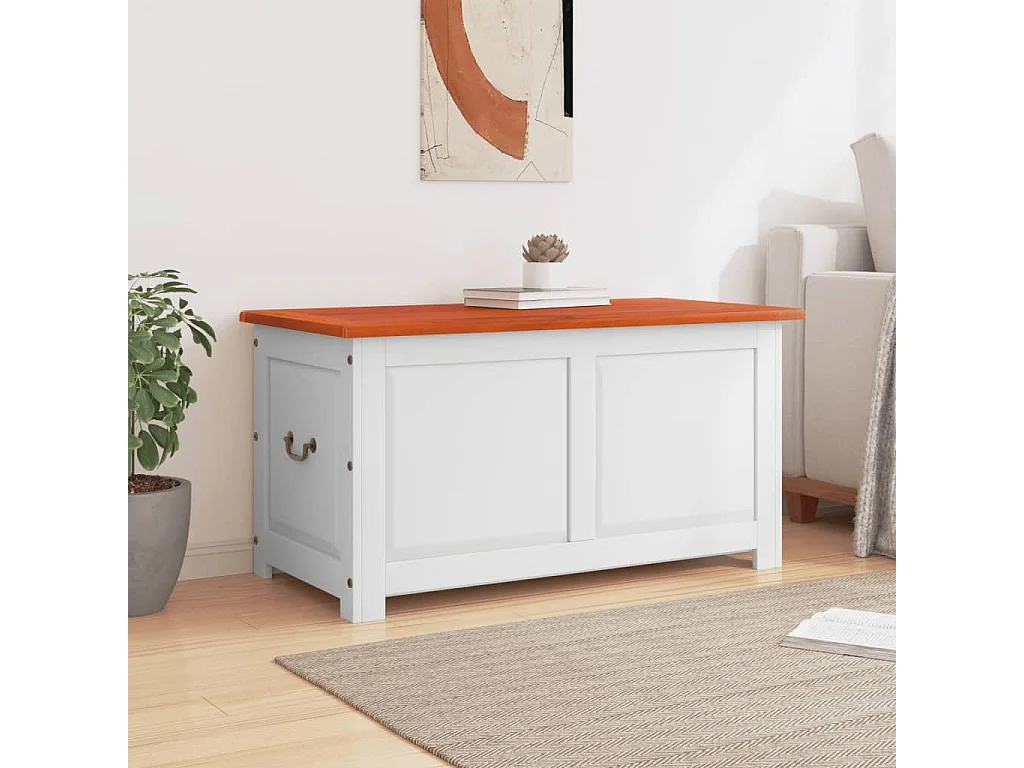 Bruine en witte acaciahouten opbergdoos en deksel