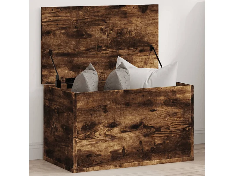 Boîte de rangement chêne fumé 60x35x35 cm bois d'ingénierie