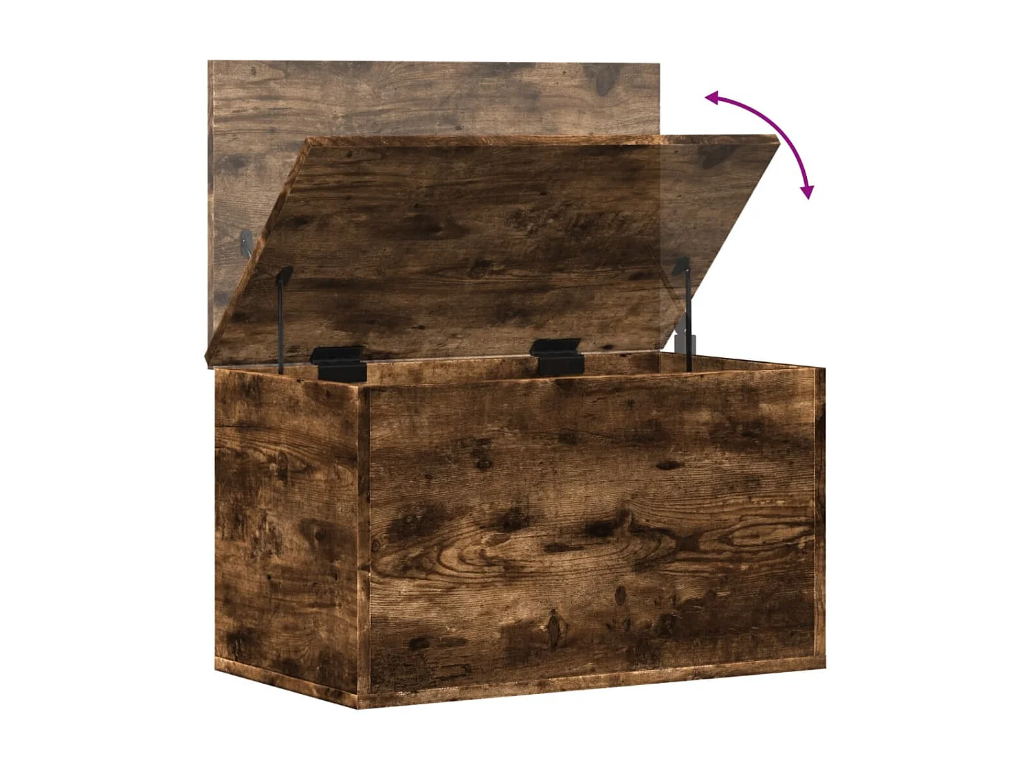 Aufbewahrungsbox aus geräucherter Eiche, 60 x 35 x 35 cm, Holzwerkstoff